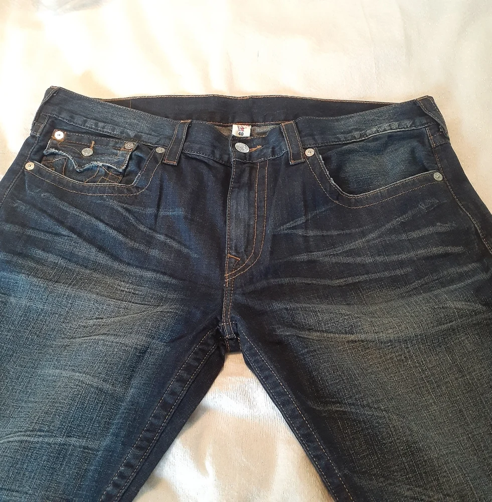🛍True Religion Ricky Men's World Tour Straight Leg Blue Jeans Sz 40X34